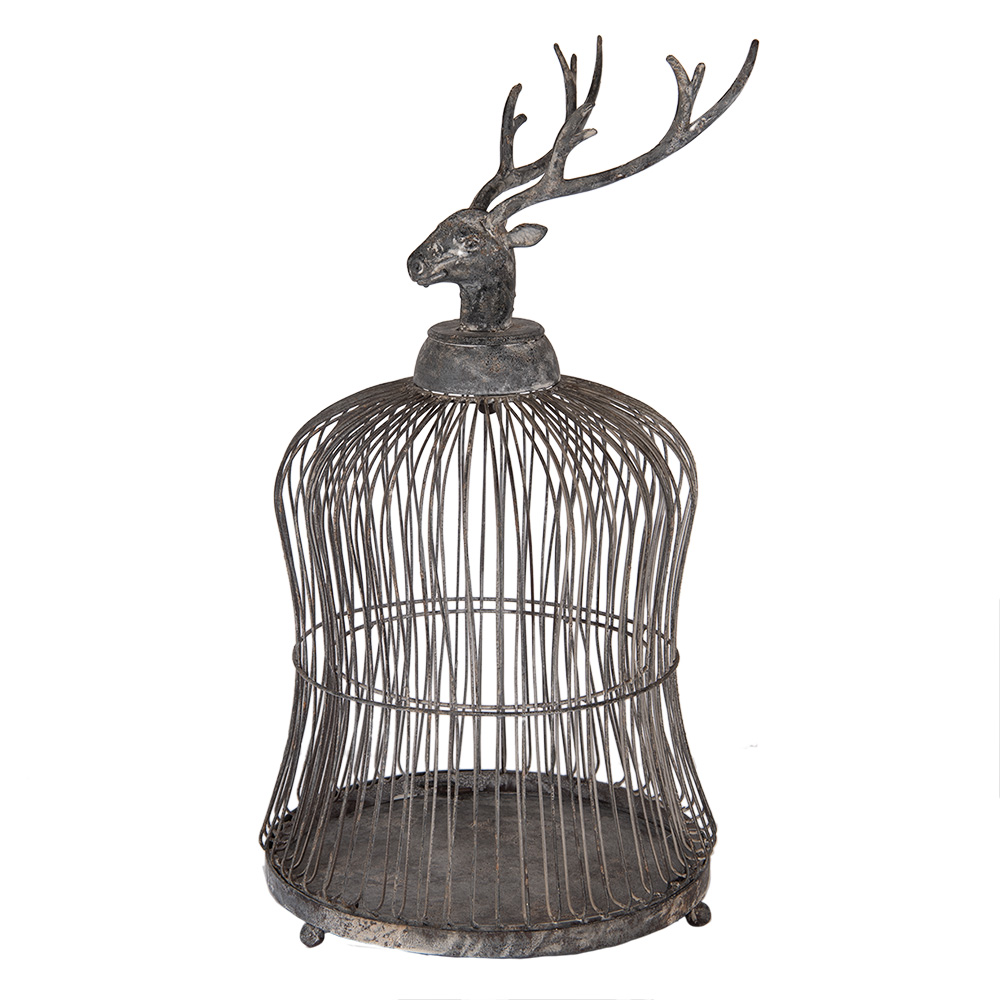 [5Y1344] Cage à oiseaux décorative Gris Ø 26x50 cm