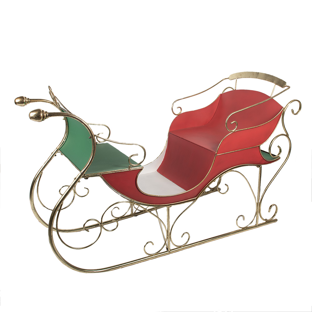 [5Y1374] Christmas Decoration Sledge Red Gold colored 169x67x106 cm