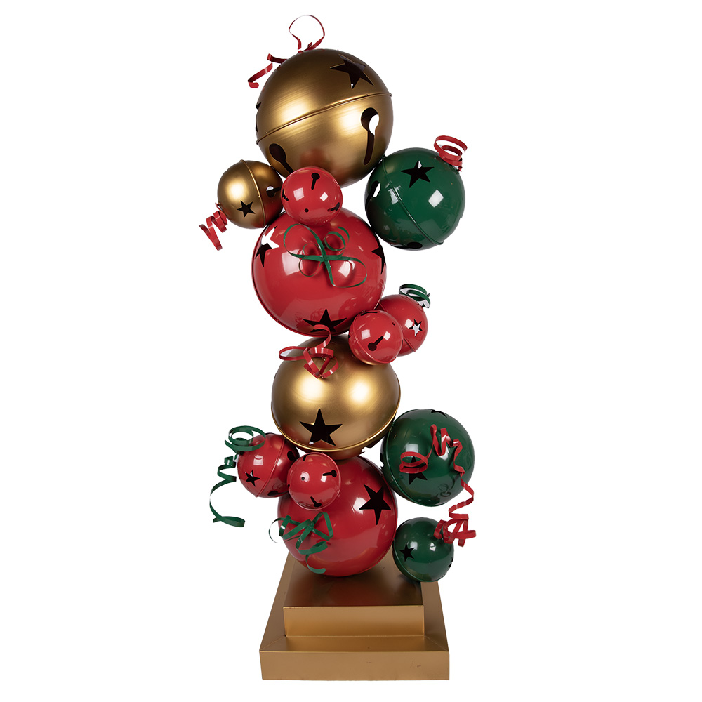 [5Y1391] Décoration pilier boule de Noël Rouge Vert 73x56x185 cm