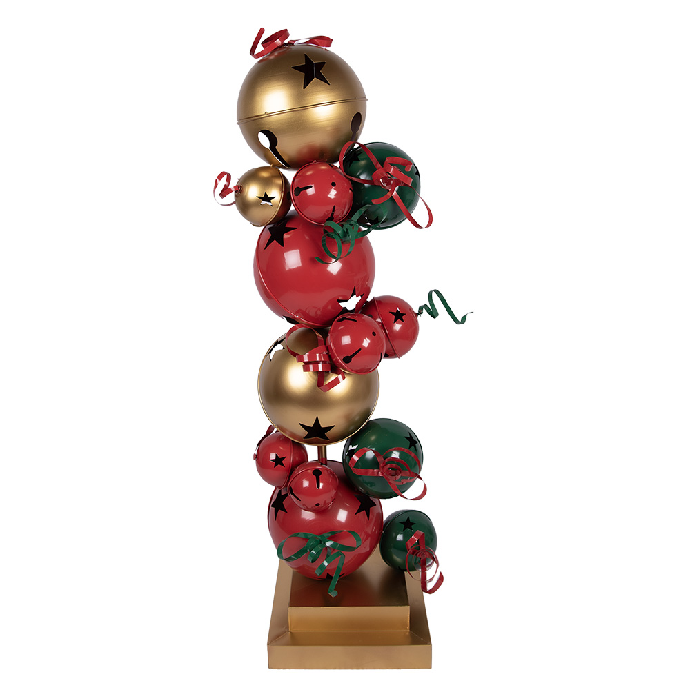 [5Y1392] Decoration pillar Christmas ball Red Green 43x40x150 cm