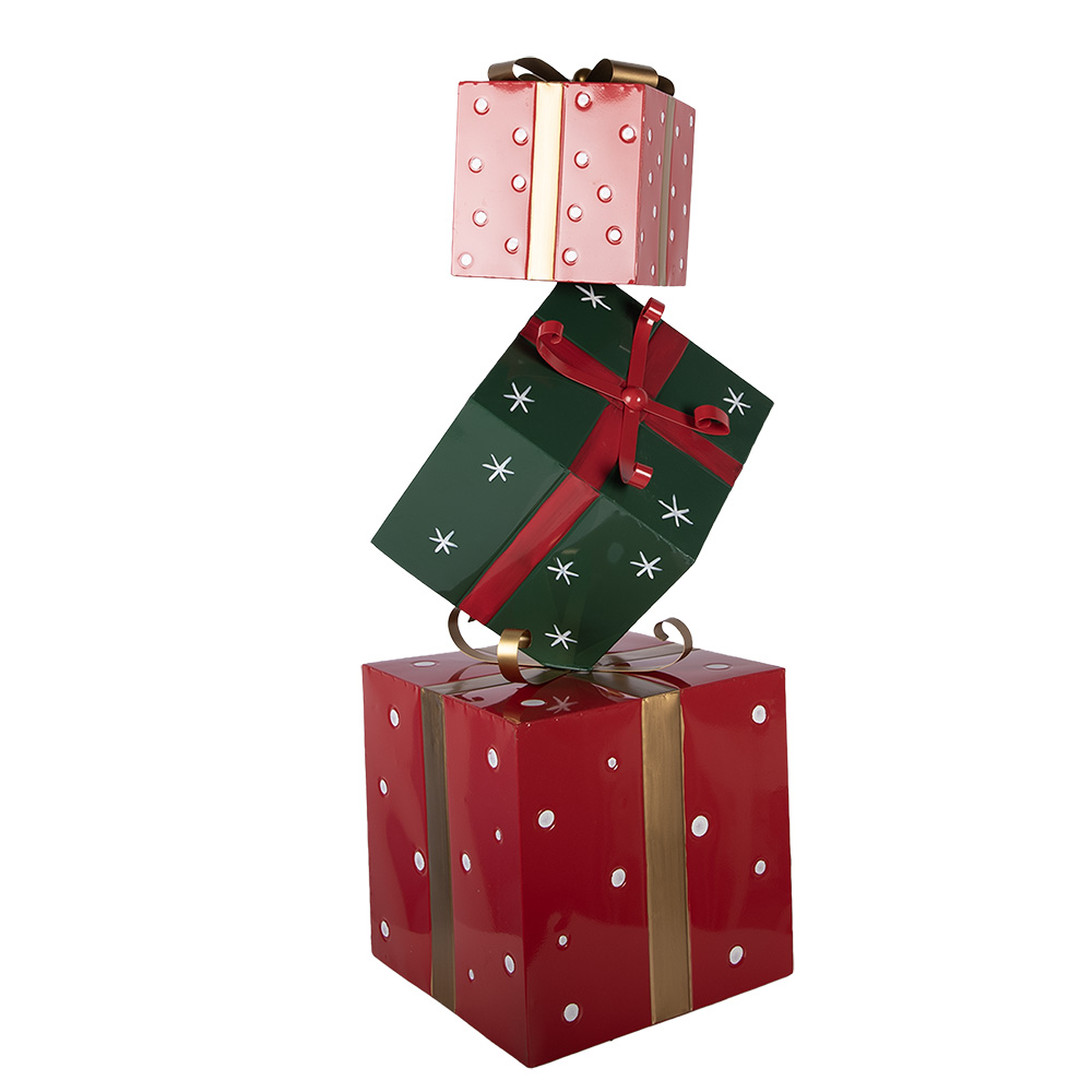 [5Y1400] Decoration of stacked Presents Red Green 36x36x90 cm