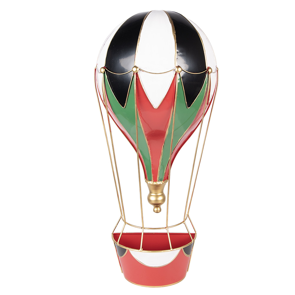 [5Y1407] Decoration hot air balloon Red White 26x14x62 cm