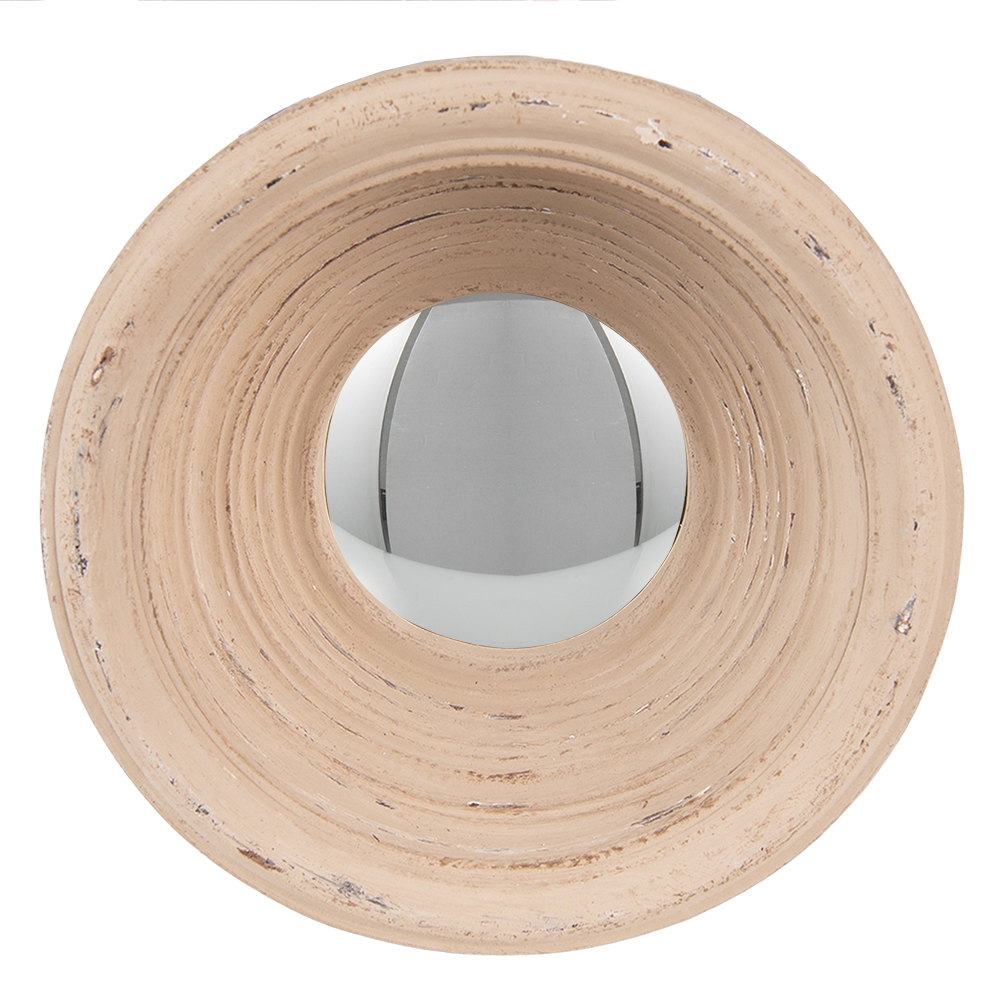 [62S201W] Specchio da Parete Beige Ø 19x7 cm