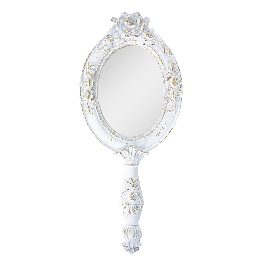 [62S263] Miroir à main Blanc 10x1x25 cm