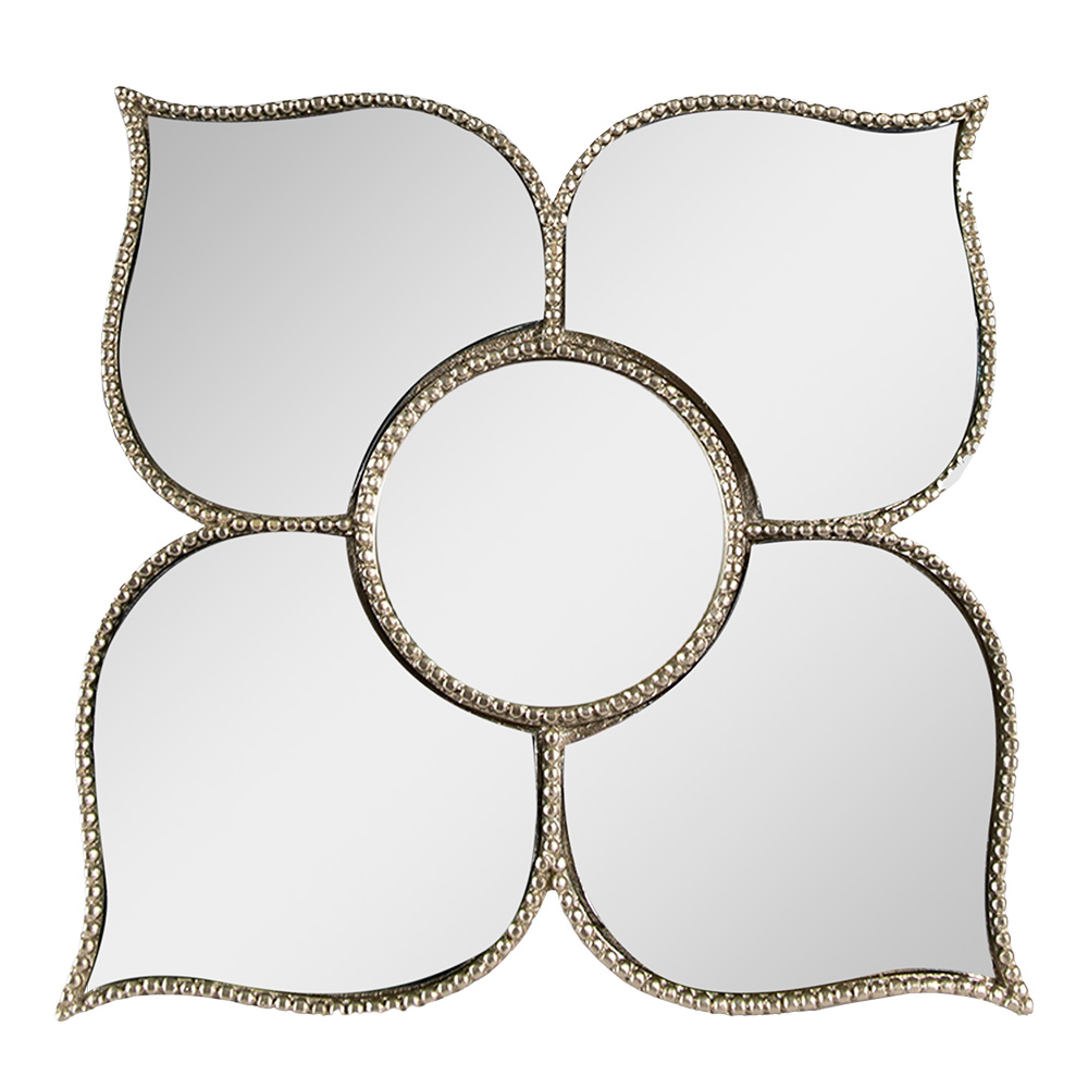 [62S266] Specchio da Parete Fiore Argento 21x2x21 cm
