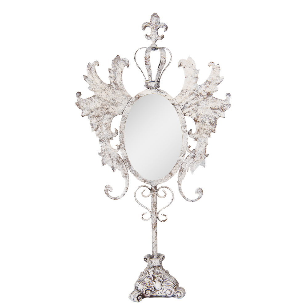 [62S331] Miroir de table Blanc Marron 37x14x68 cm