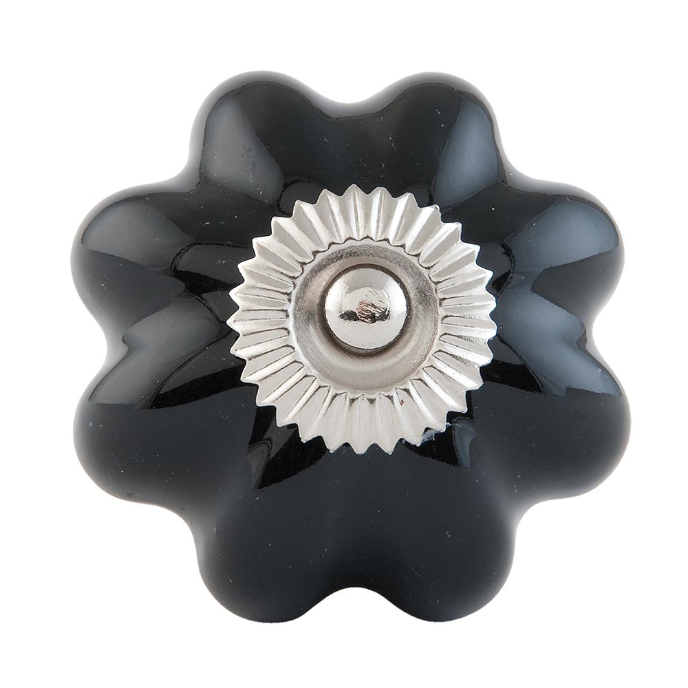 [63511] Türknopf Schwarz Silberfarbig Ø 4x3 cm / S3 cm