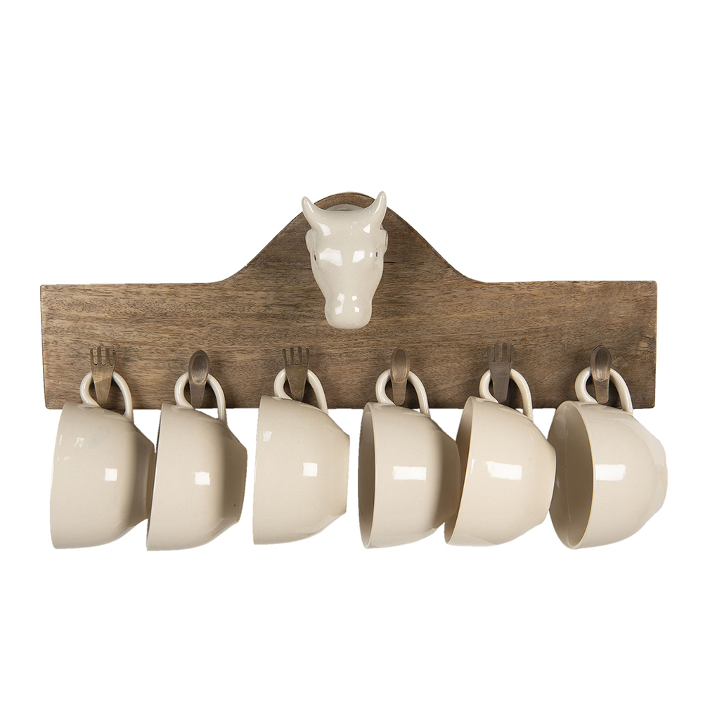 [64537] Mug Rack Set of 6 Brown 48x9x17 cm