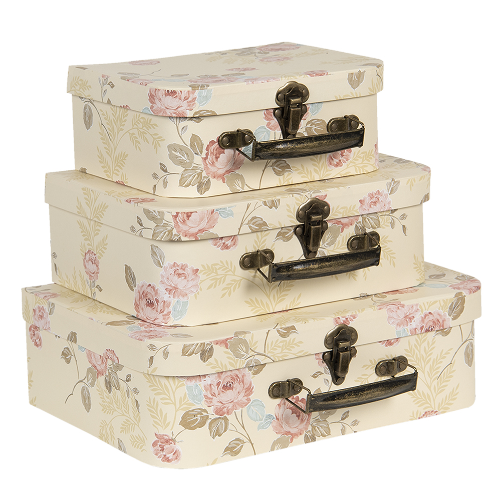 [64752] Decoratie koffer (3) 30x21x9/25x18x9/20x16x8 cm