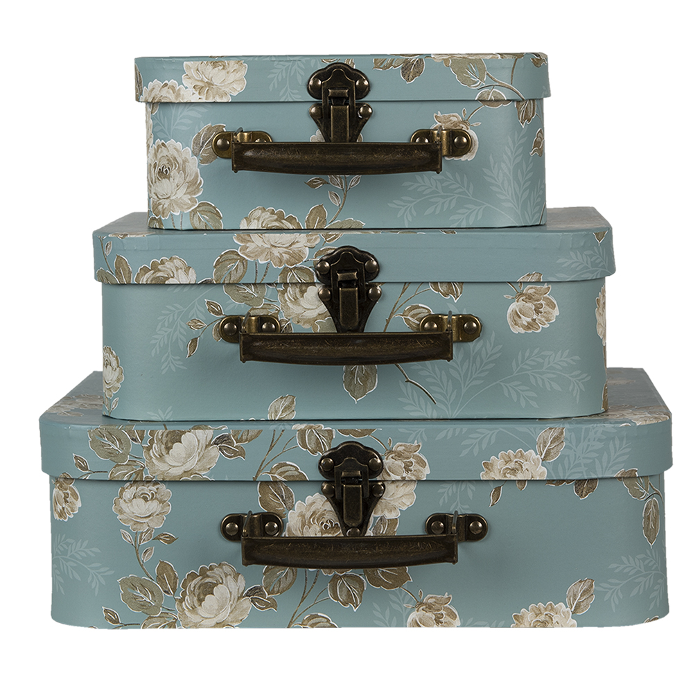 [64753] Decoration suitcase Set of 3 Green 30x21x9/25x18x9/20x16x8 cm