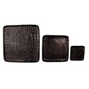 Plateau décoratif (Lot de 3) Noir 36x36x2 / 26x26x2 / 15x15x2 cm