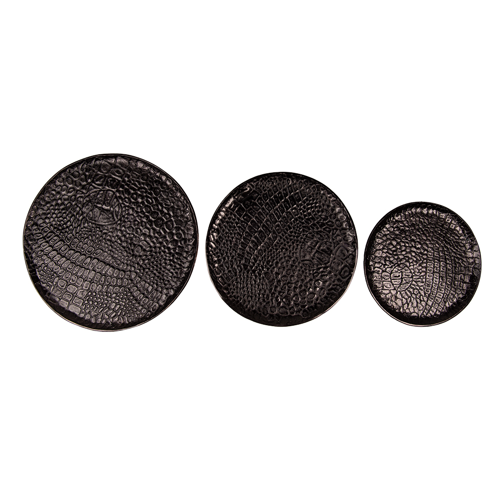 [65086] Decorative Tray (set of 3) Black Ø 40x2 / Ø 35x2 / Ø 29x2 cm