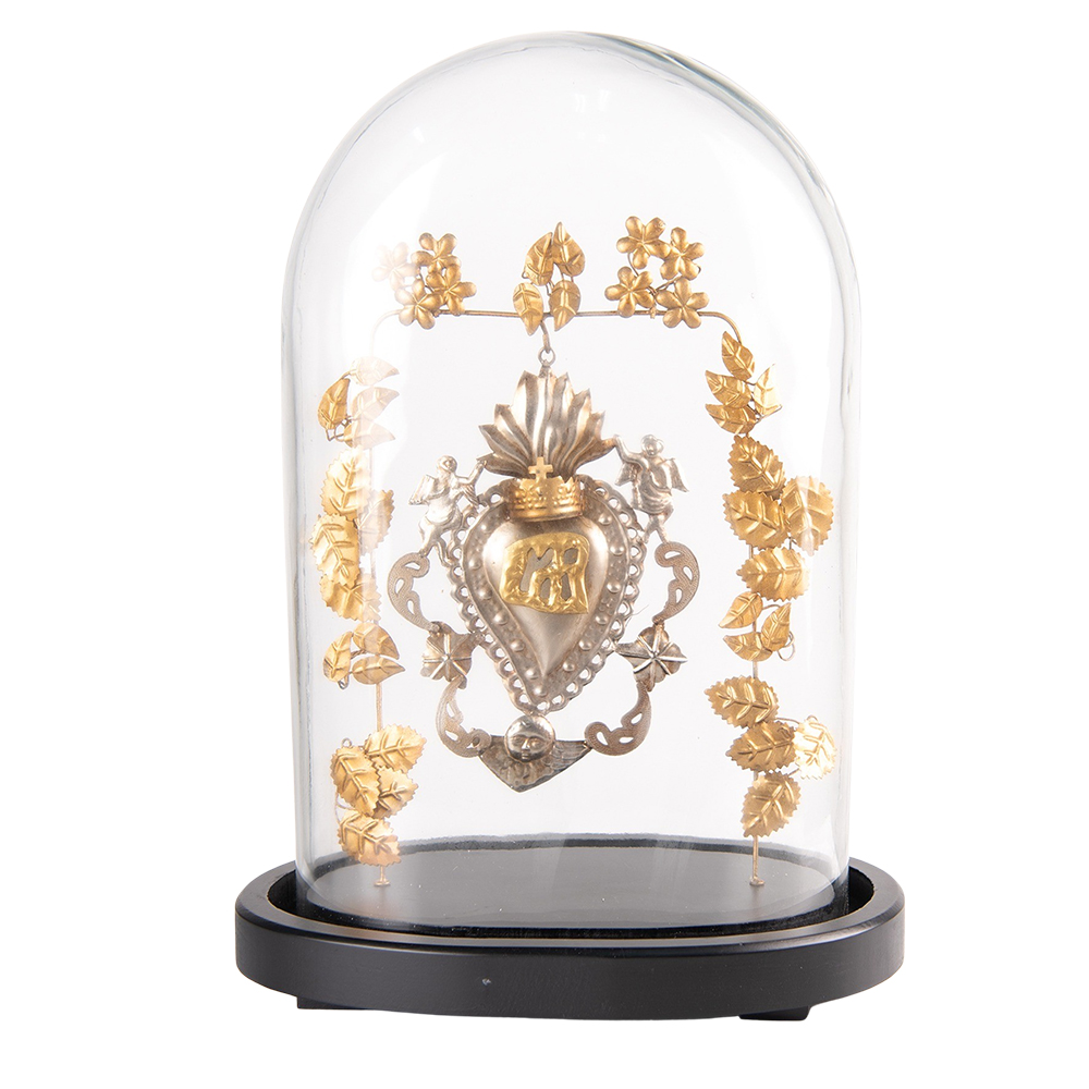 [65174] Coprivivande in vetro con decorazione 26x16x37 cm