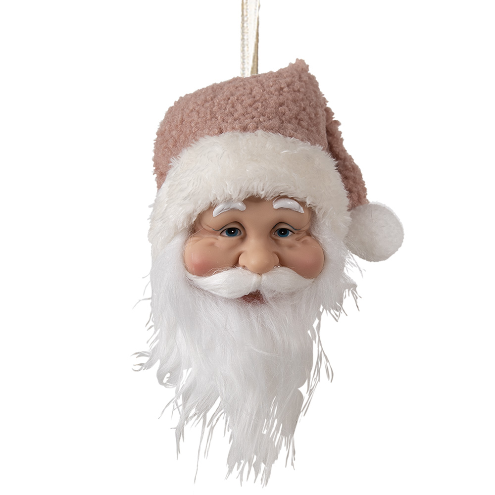 [65266] Anhänger Weihnachtsmann Weiß Rosa 10x9x28 cm