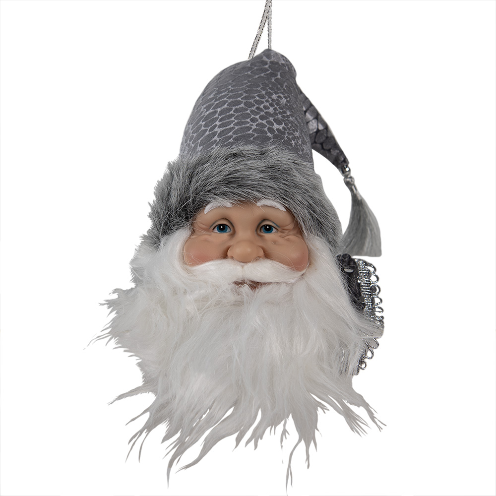 [65269] Ciondolo Decorativo Babbo Natale Grigio Bianco 10x9x28 cm