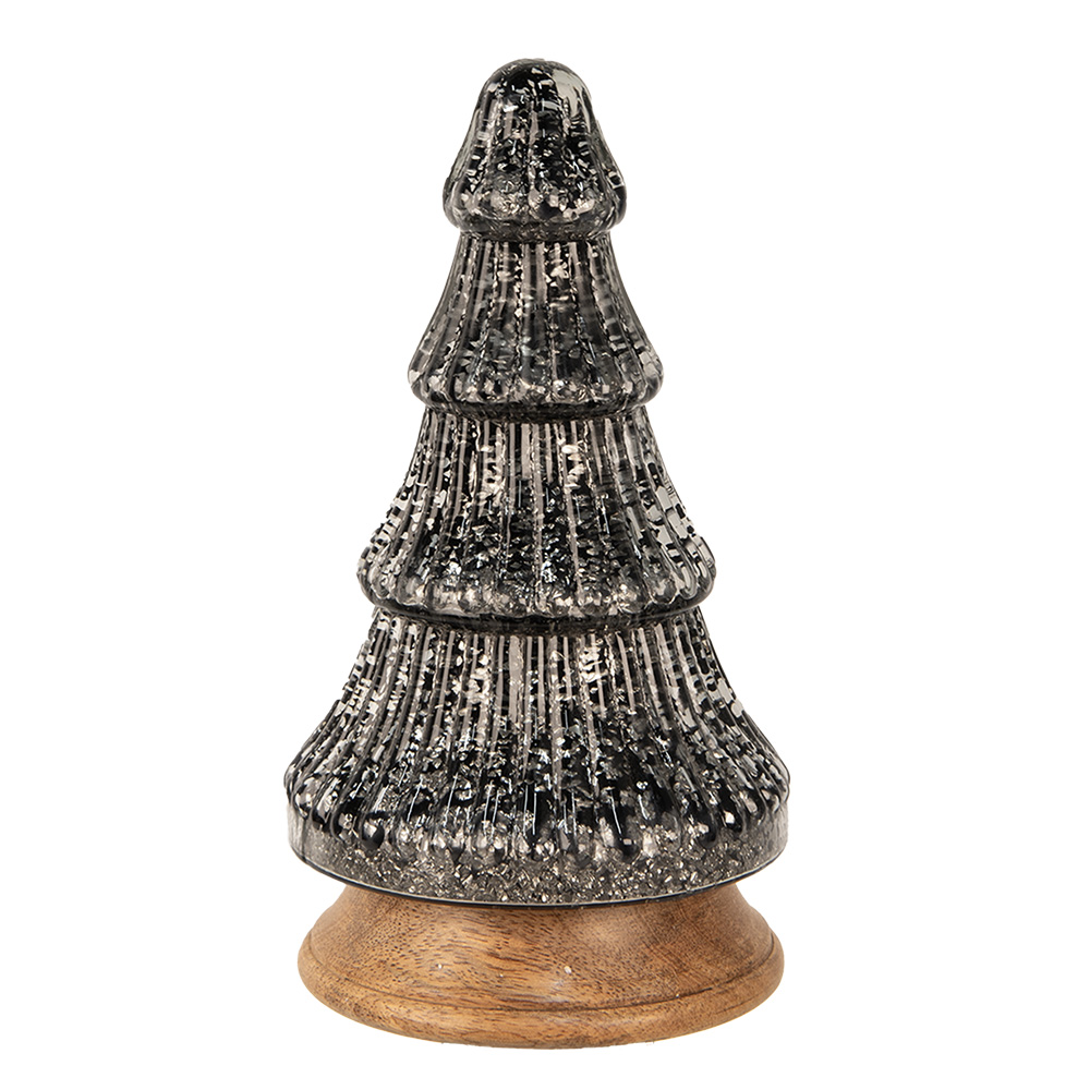 [65386] Weihnachtsdeko Weihnachtsbaum Silberfarbig Schwarz Ø 13x24 cm