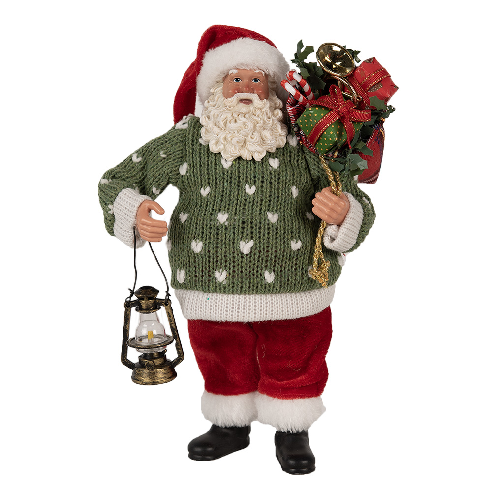 [65592] Weihnachtsdeko Weihnachtsmann Grün Rot 17x11x27 cm
