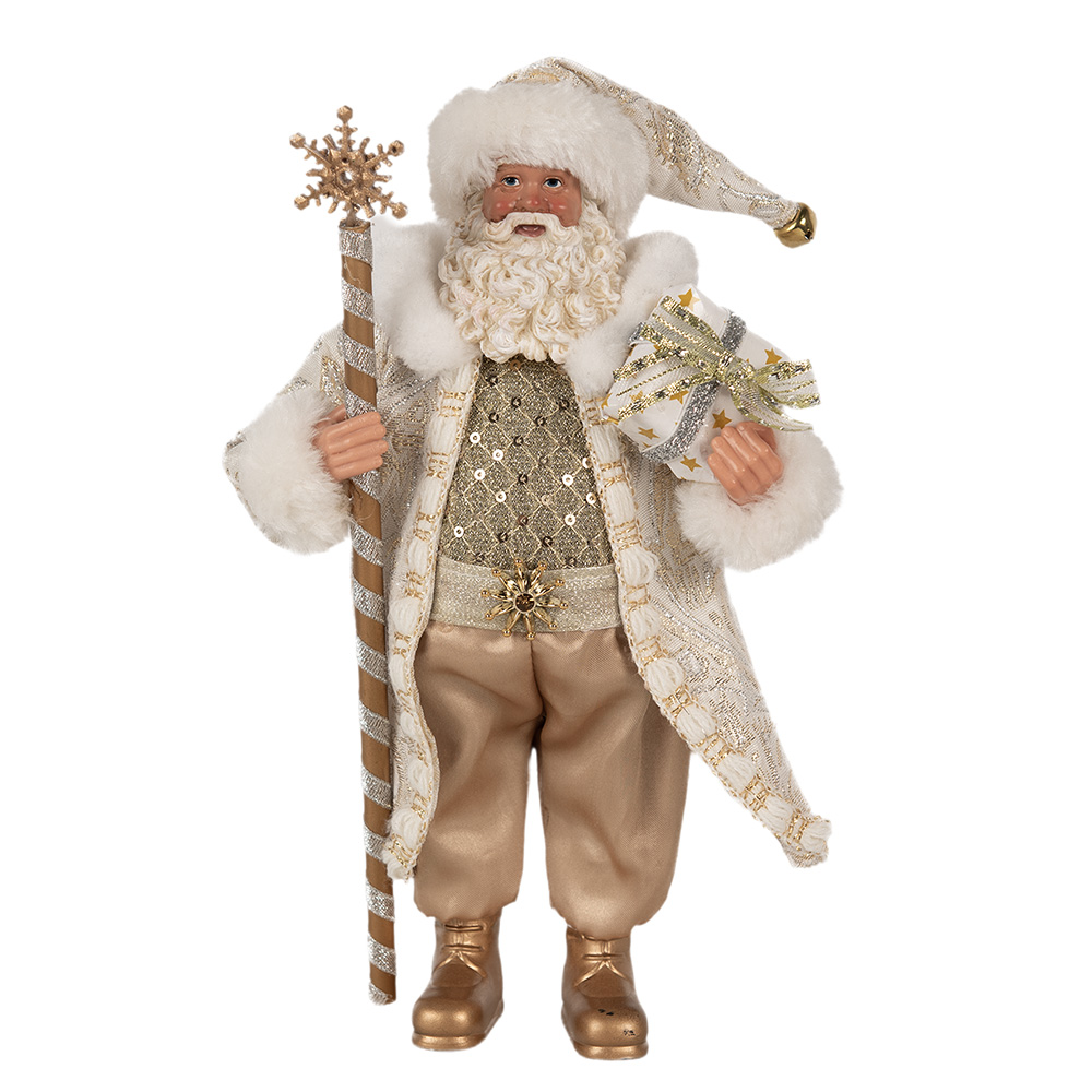 [65593] Décoration de Noël père Noël Blanc Beige 16x10x27 cm