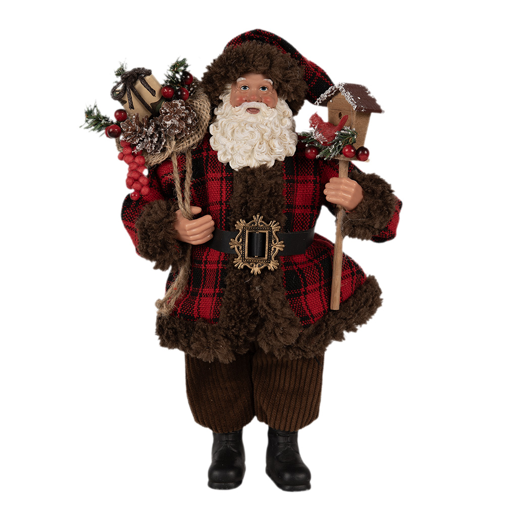 [65595] Christmas Decoration Santa Claus Red Brown 18x10x27 cm