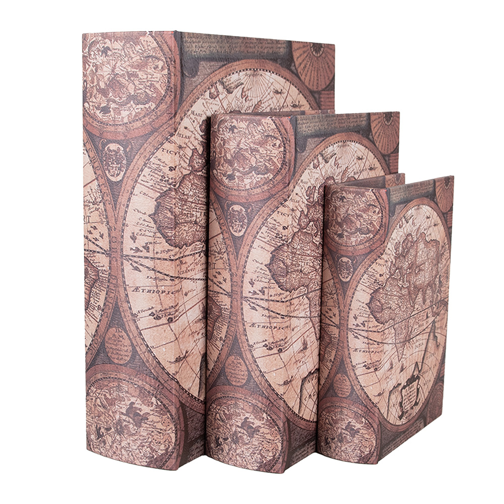 [65695] Scatola immagazzinaggio Marrone Beige (3) 27x22x7 / 22x17x6 / 17x12x4 cm