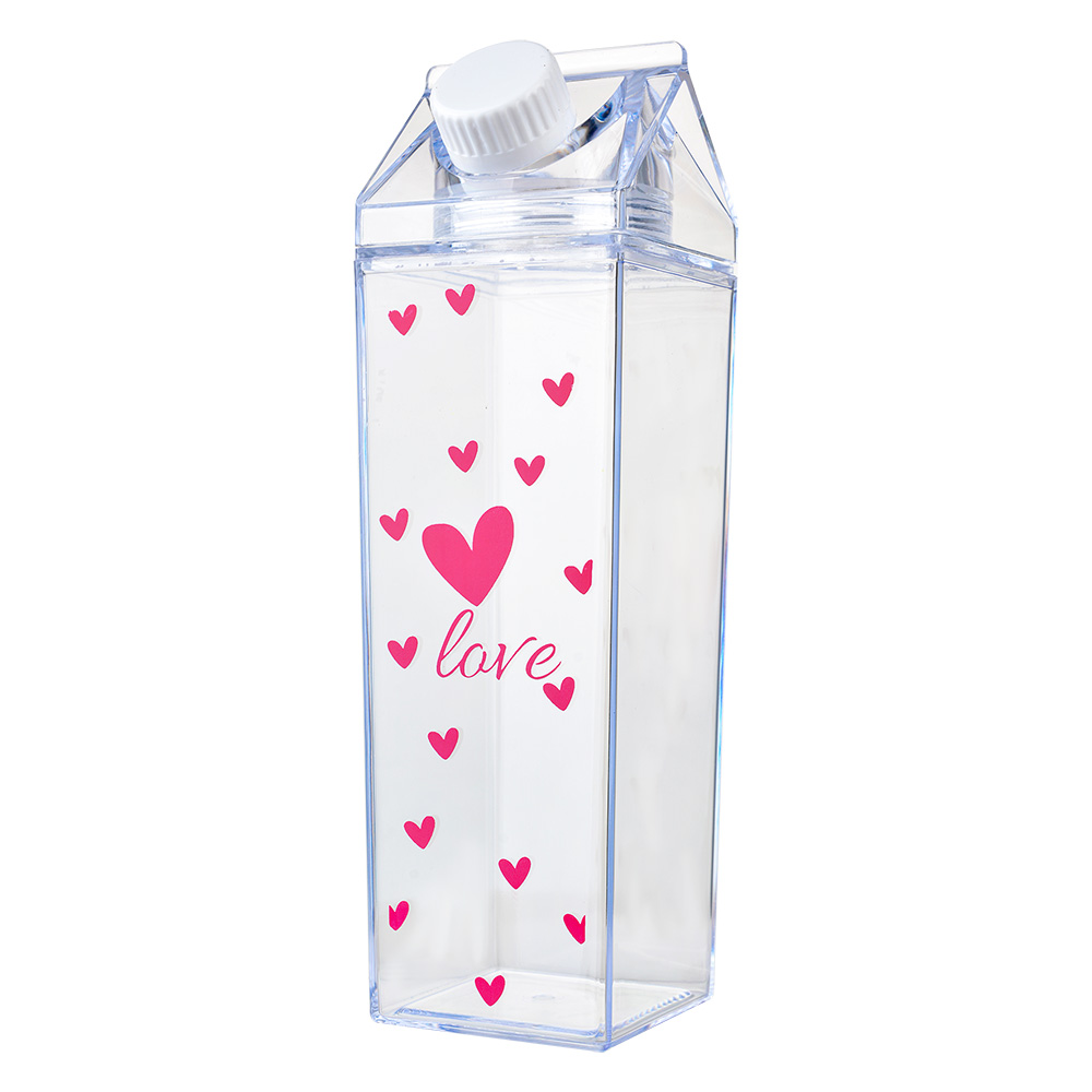 [65699] Bouteille à boire Transparent Rouge 6x6x20 cm / 500 ml