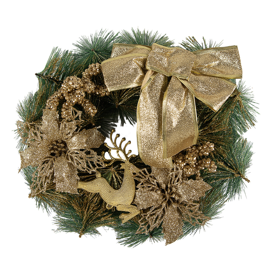 [65770] Décoration de Noël Couronne Couleur or Vert Ø 30x7 cm