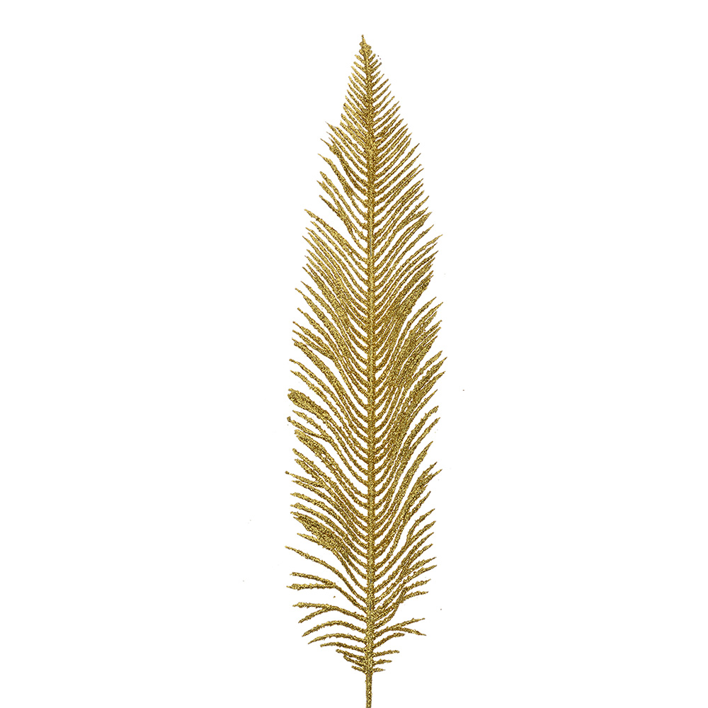 [65806] Decoration Leaf Gold colored 7x1x45 cm