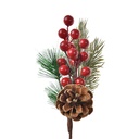 Branche de Décoration de Noël Rouge Vert 10x6x25 cm