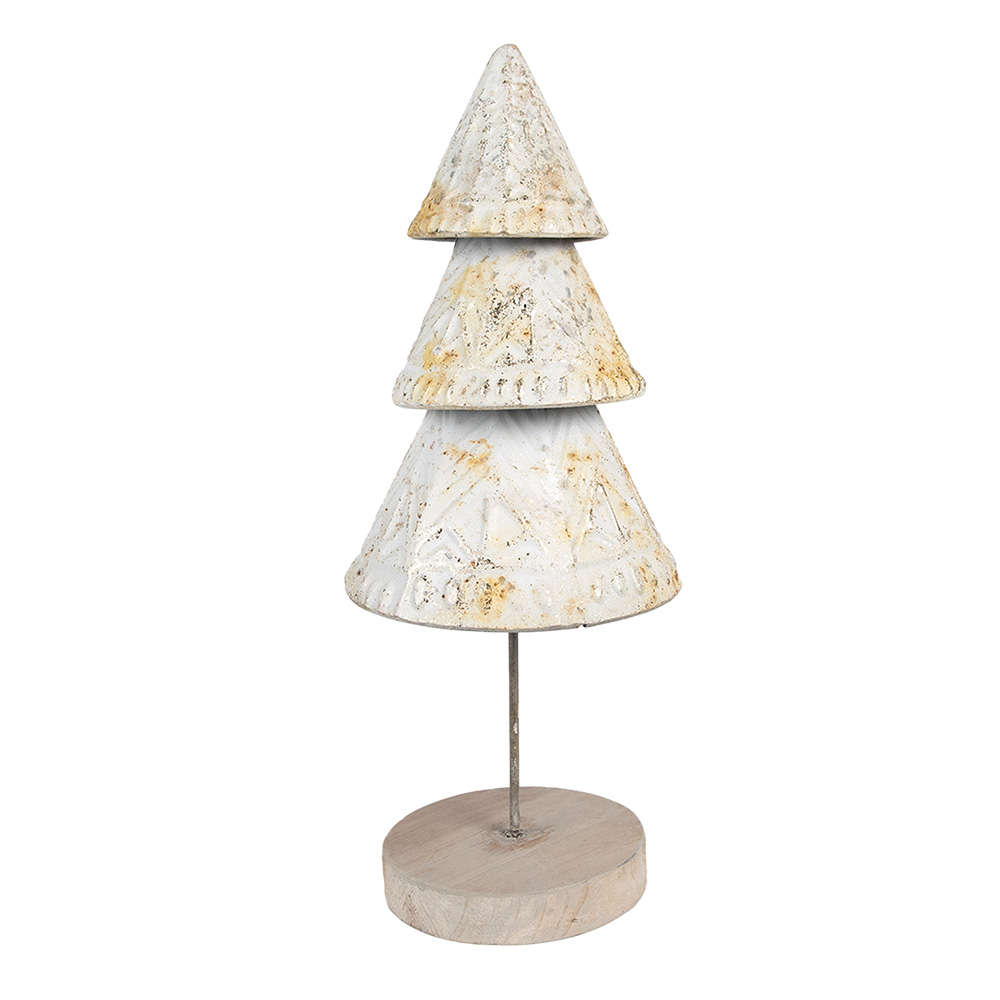 [65868] Dekoration Weihnachtsbaum Weiß Braun Ø 12x32 cm
