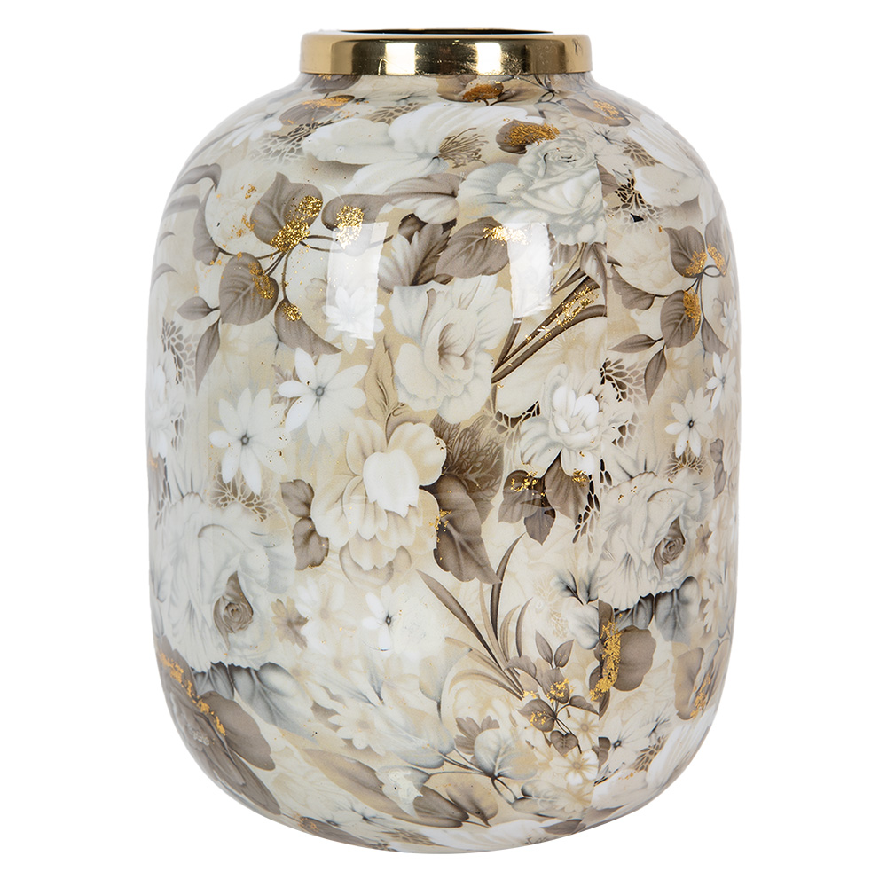 [65890] Vase décoratif Beige Marron Ø 17x22 cm