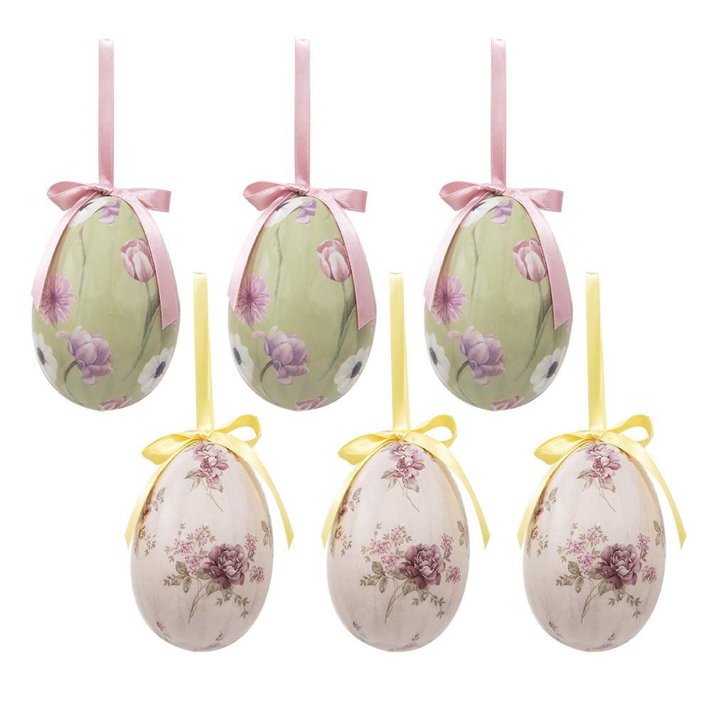 [65907] Ciondolo Decorativo Uovo (set 6) Multicolore Ø 7x10 cm