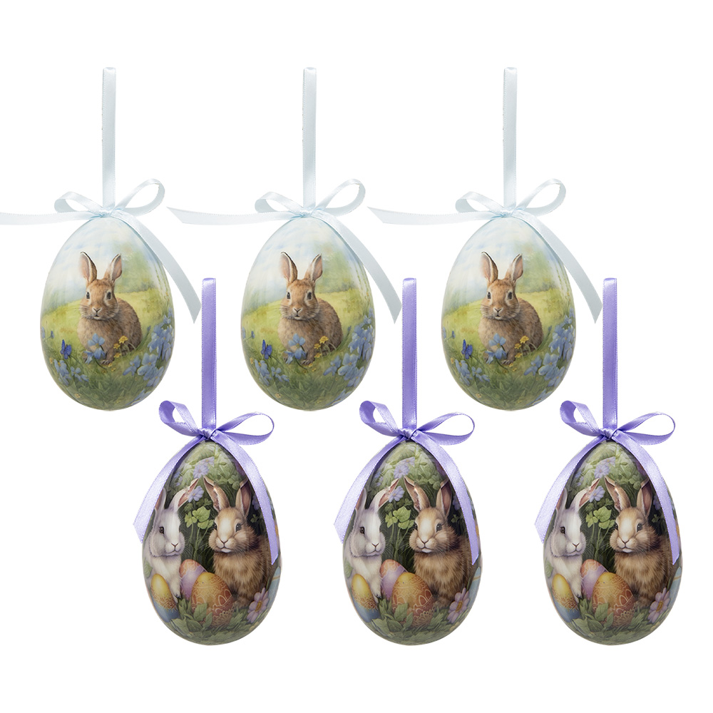 [65912] Ciondolo Decorativo Uovo (set 6) Multicolore Ø 7x10 cm