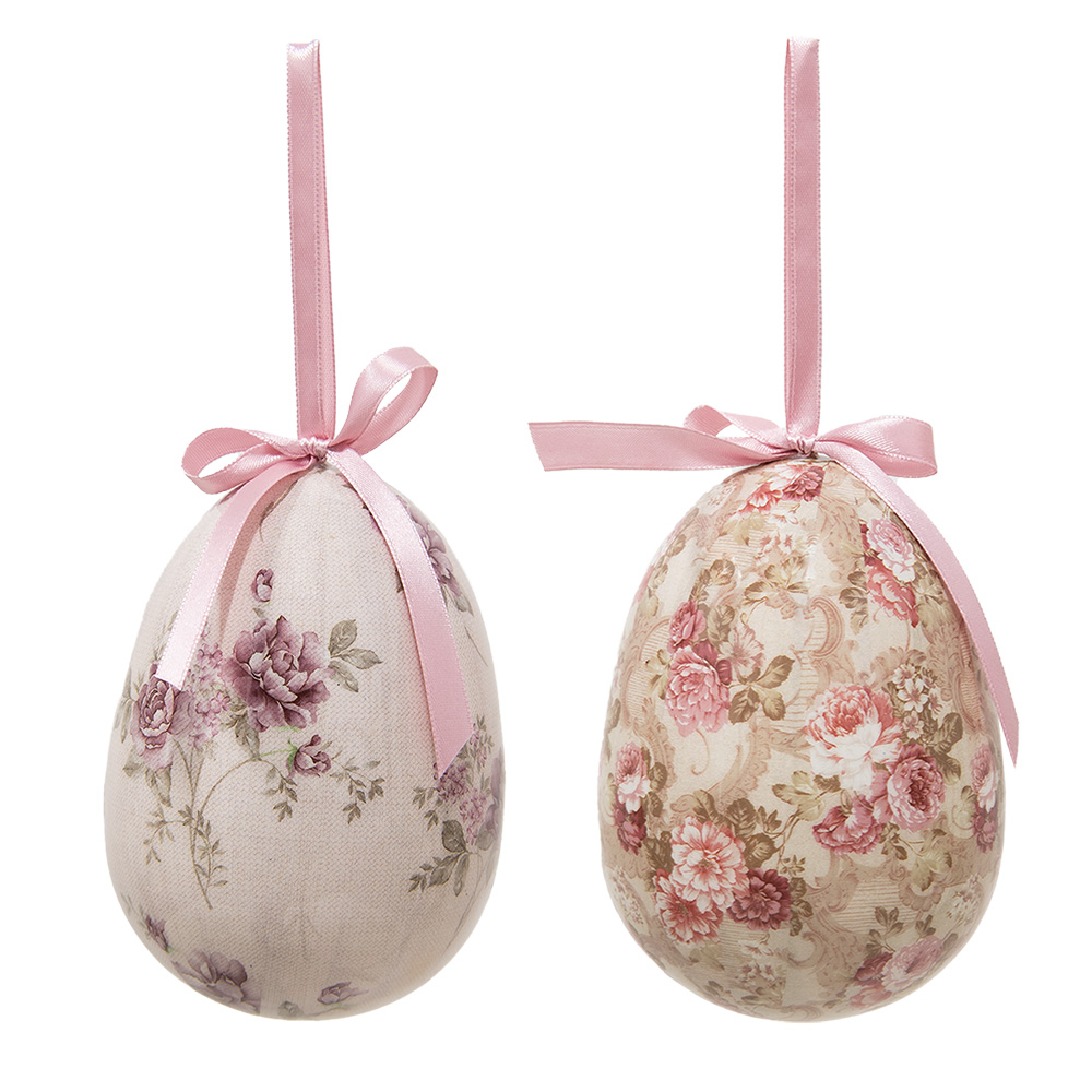 [65914] Decorative Hanger Egg (set 2) Multicoloured Ø 9x12 cm