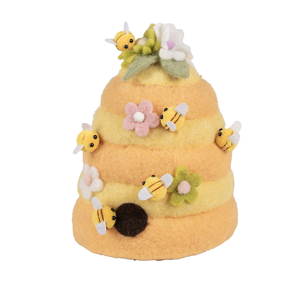 [65944] Decoratie bijenkorf met bijen Ø 16x21 cm