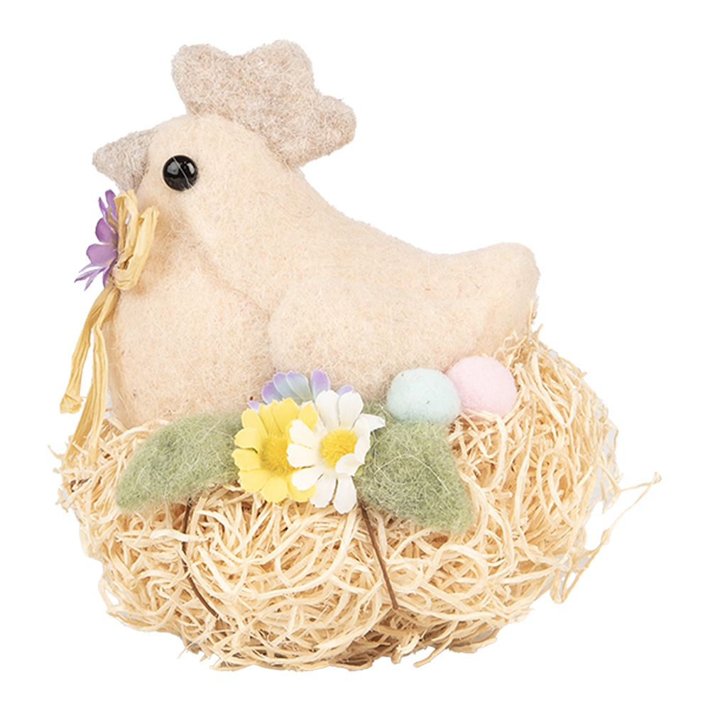 [65958] Décoration Poule Beige 10x11x13 cm