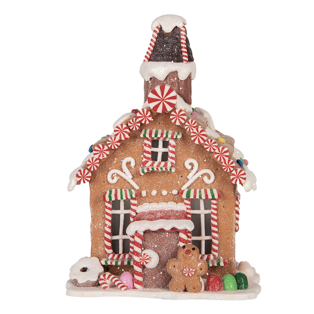 [66032] Décoration Maison avec LED Marron Blanc, Rouge 13x13x19 cm / 3xAAA