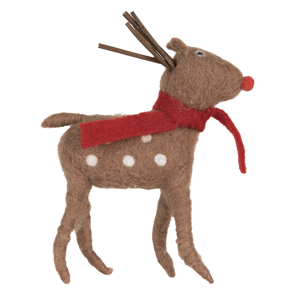 [66036] Weihnachtsdeko Rentier Braun Rot 14x4x19 cm