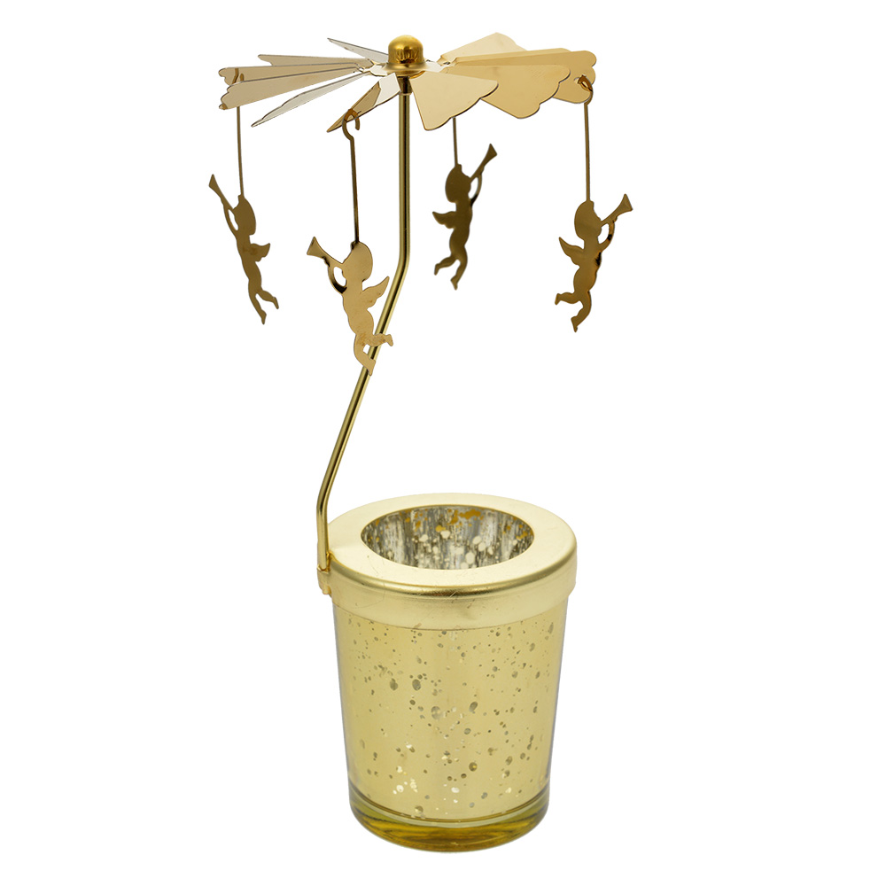 [66077] Carosello di luci per li té Color Oro Ø 8x17 cm