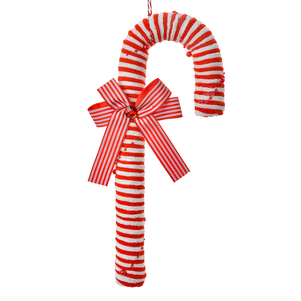 [66102M] Weihnachtsdeko Anhänger Zuckerstange Rot Weiß 12x4x36 cm