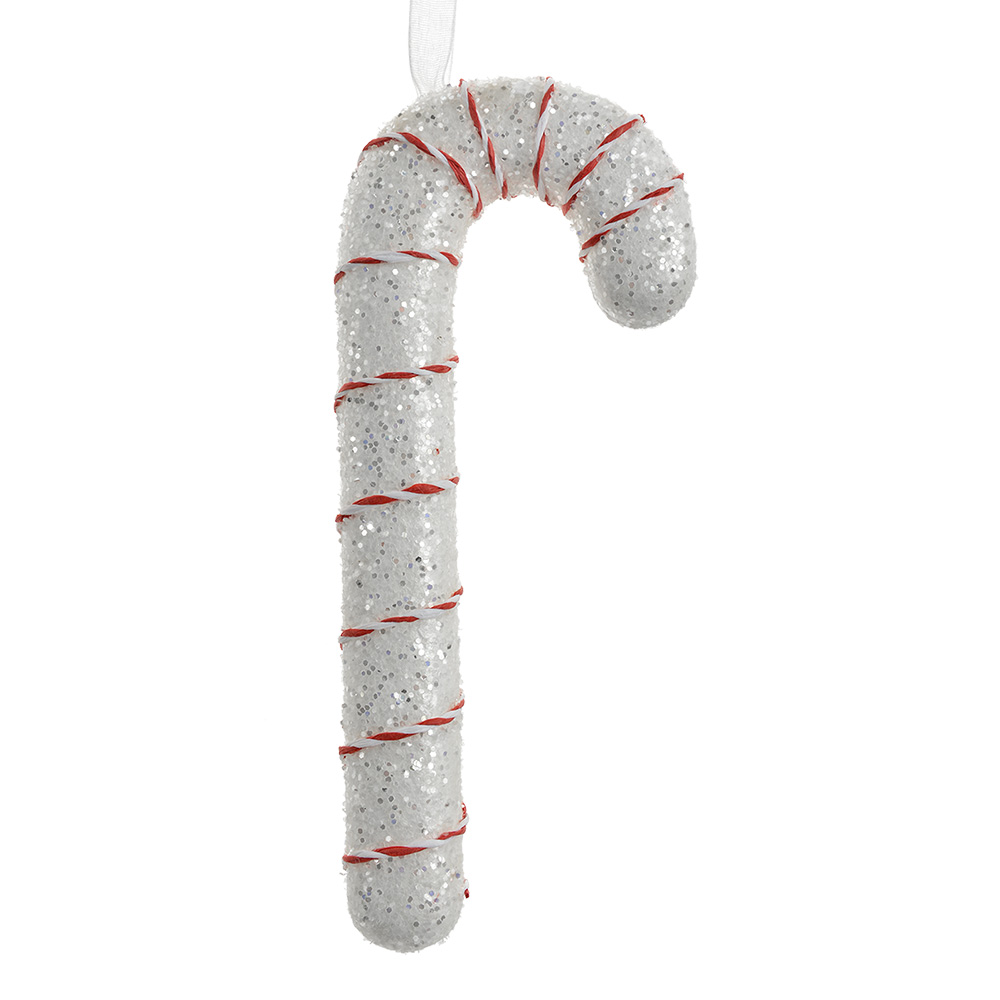 [66105] Decorazione Natalizia Pendente Bastoncino di zucchero Bianco Rosso 8x3x17 cm