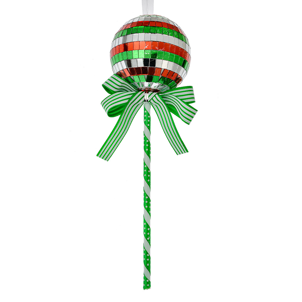 [66115GR] Décoration de Noël Pendentif Sucette Vert Rouge Ø 9x25 cm