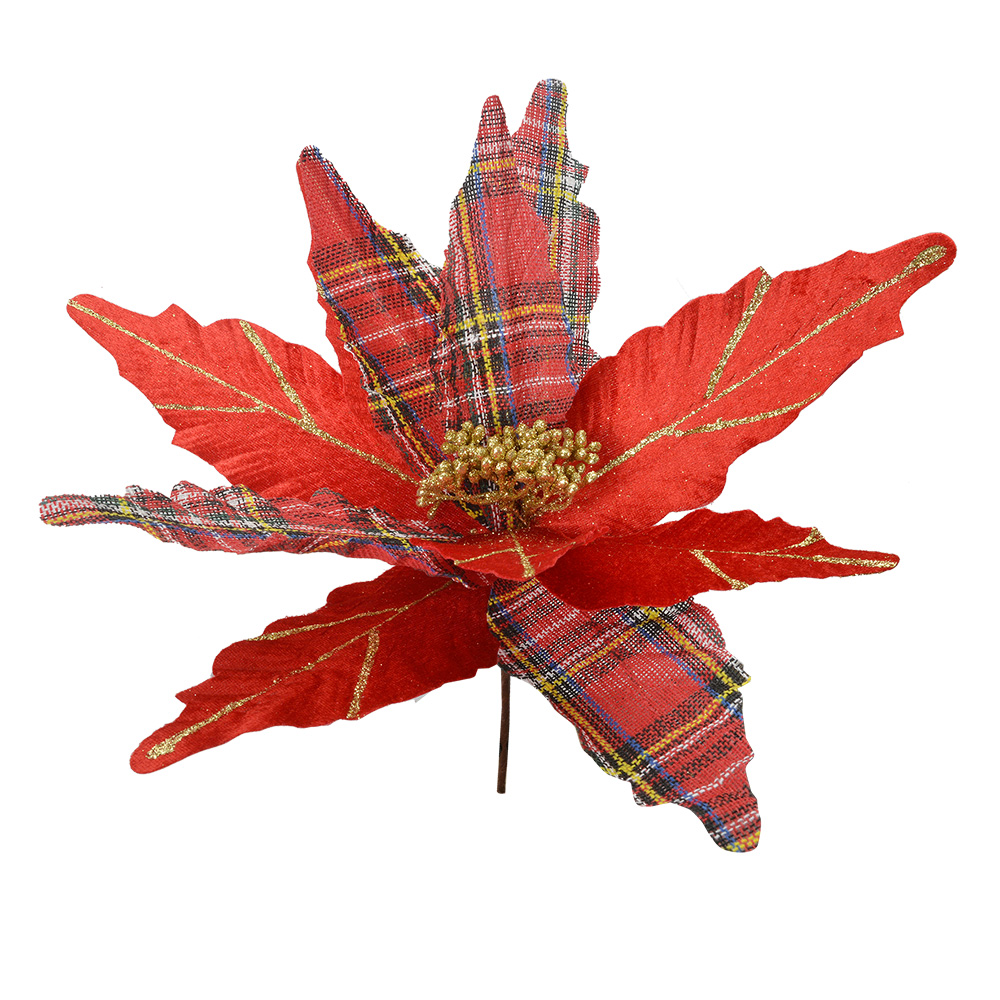 [66134] Décoration de Noël Fleur Rouge Couleur or Ø 39x24 cm