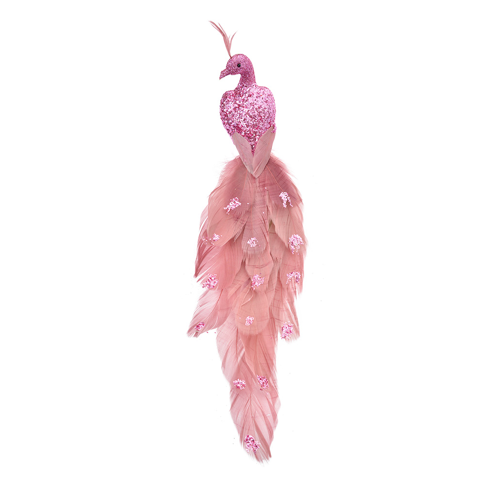 [66139] Christmas Decoration Bird Pink 30x7x10 cm