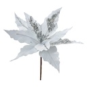 Décoration de Noël Fleur Blanc Couleur argent Ø 30x26 cm