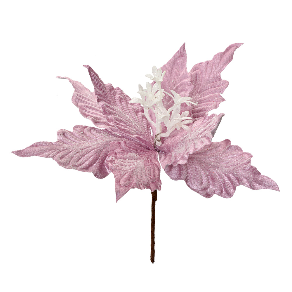 [66156] Christmas Decoration Flower Pink Brown Ø 28x30 cm