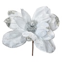 Christmas Decoration Flower White Silver colored Ø 25x25 cm