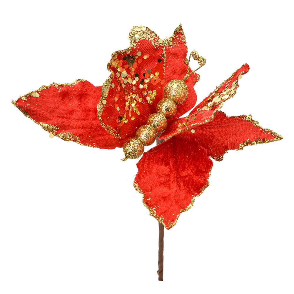 [66162] Décoration de Noël Papillon Rouge Couleur or 20x4x25 cm