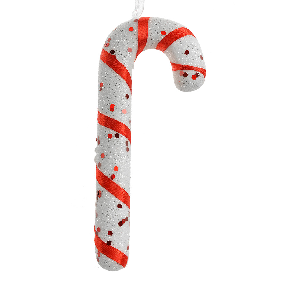 [66176] Décoration pendentif Canne à sucre Blanc Rouge 7x2x17 cm