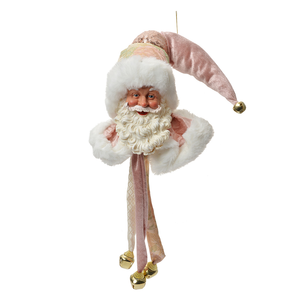 [66225] Ciondolo Decorativo Babbo Natale Rosa Bianco 12x13x68 cm