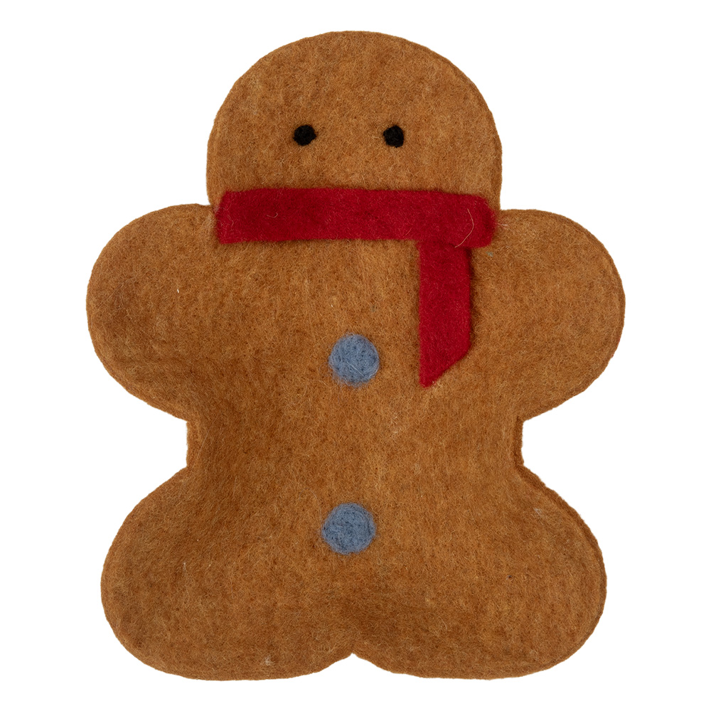 [66290] Felt Bowl Gingerbread Man Brown Red 19x16x4 cm